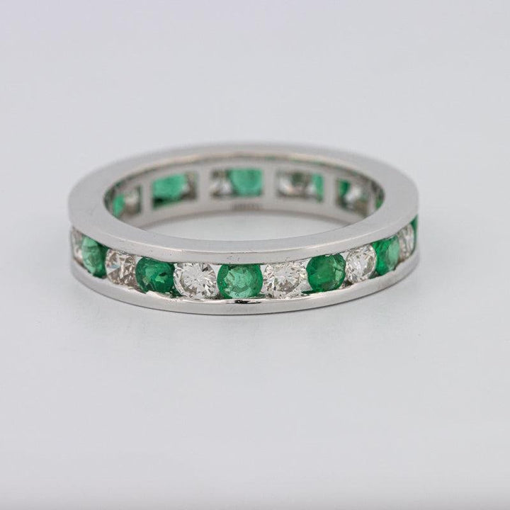 Green Emerald/Diamond Eternity Band - ZIZOV DIAMONDS