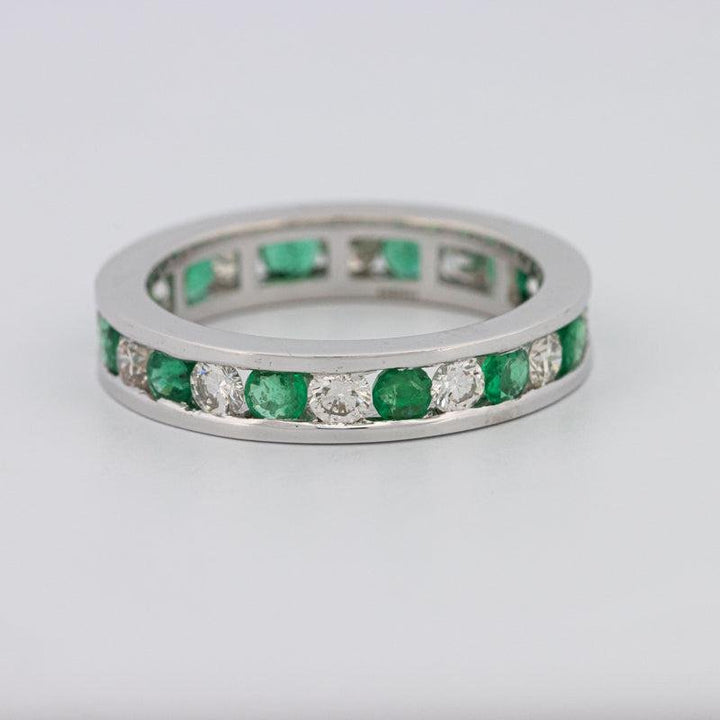 Green Emerald/Diamond Eternity Band - ZIZOV DIAMONDS
