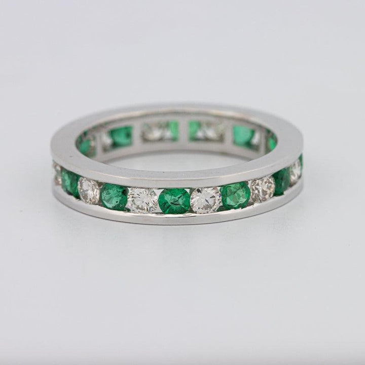Green Emerald/Diamond Eternity Band - ZIZOV DIAMONDS
