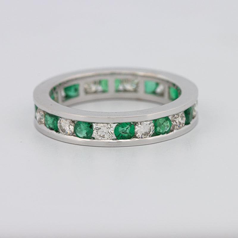 Green Emerald/Diamond Eternity Band - ZIZOV DIAMONDS