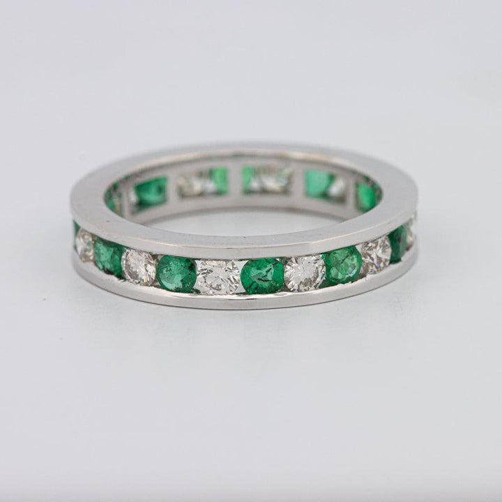 Green Emerald/Diamond Eternity Band - ZIZOV DIAMONDS