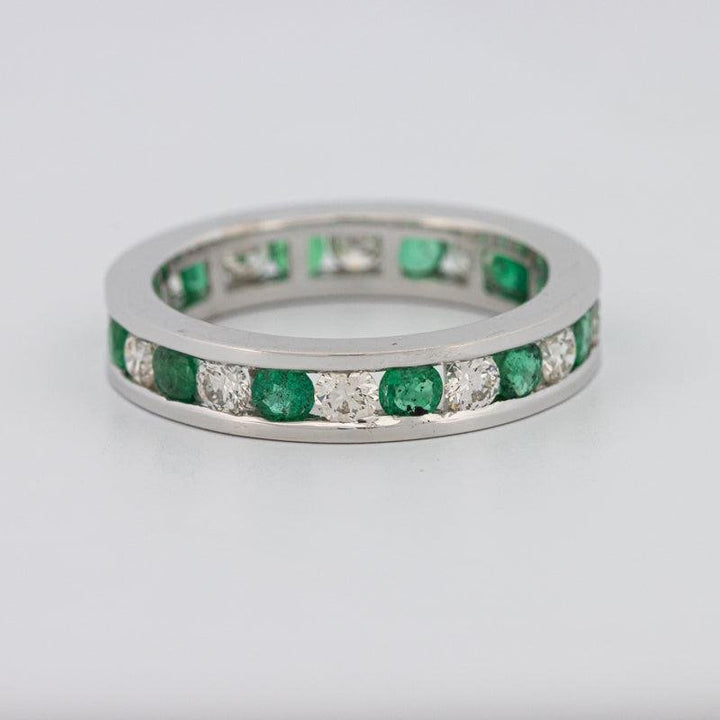 Green Emerald/Diamond Eternity Band - ZIZOV DIAMONDS