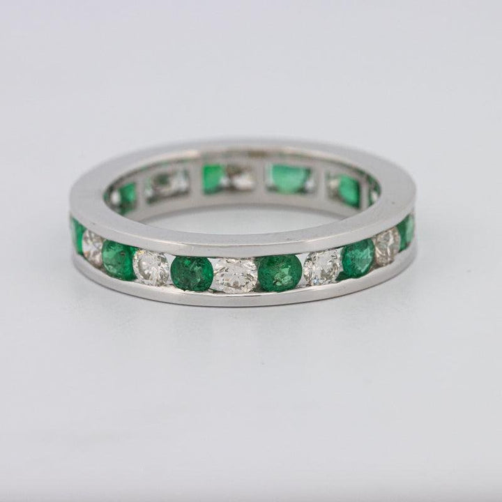 Green Emerald/Diamond Eternity Band - ZIZOV DIAMONDS