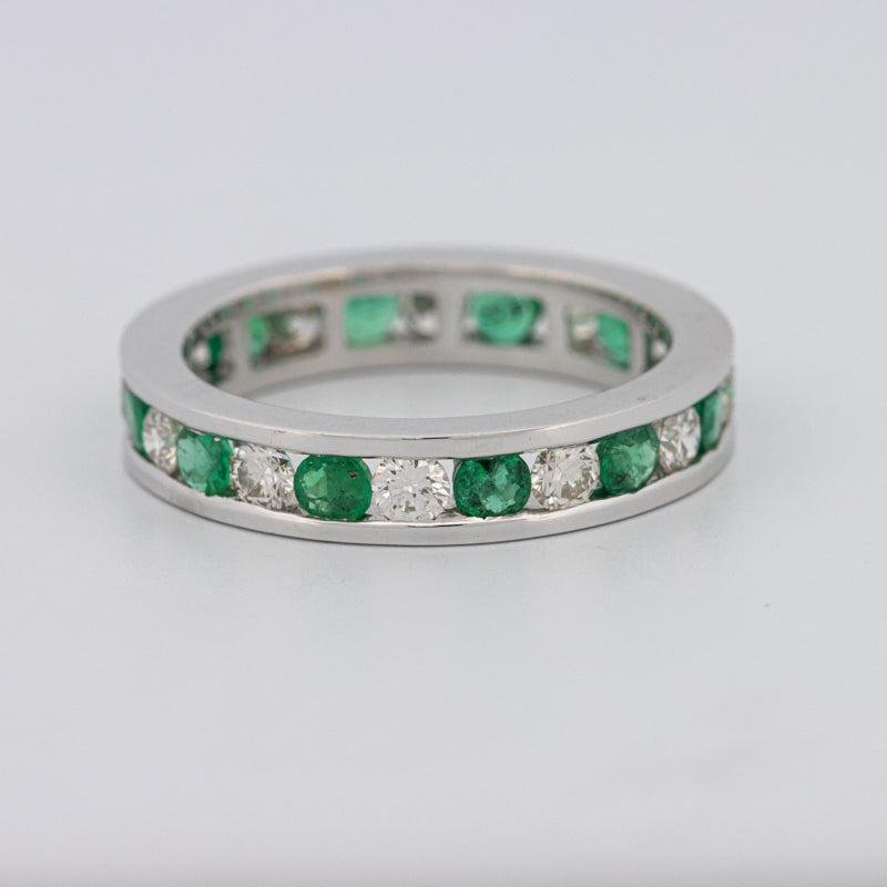 Green Emerald/Diamond Eternity Band - ZIZOV DIAMONDS