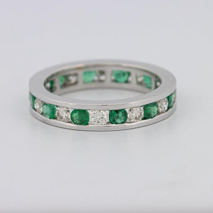 Green Emerald/Diamond Eternity Band - ZIZOV DIAMONDS