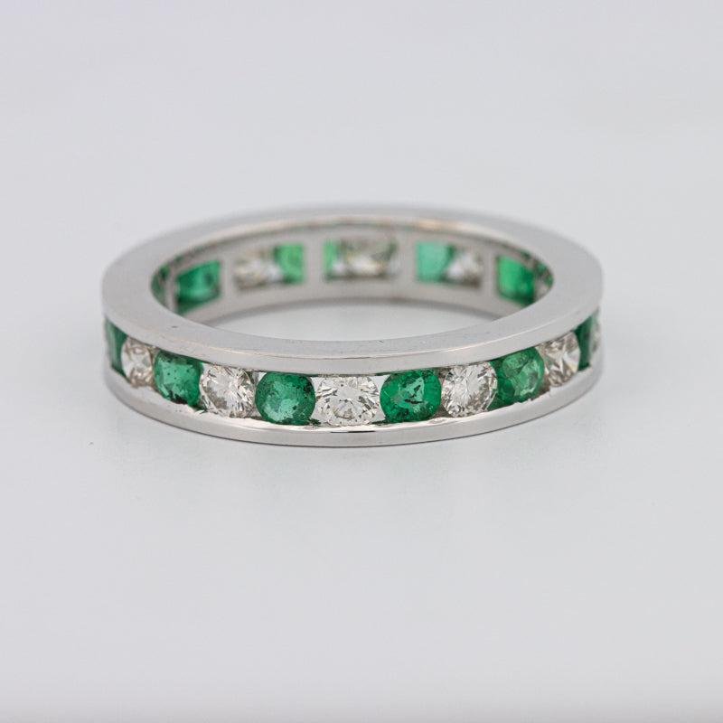 Green Emerald/Diamond Eternity Band - ZIZOV DIAMONDS