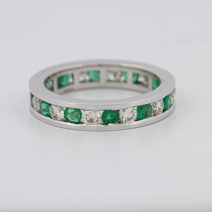 Green Emerald/Diamond Eternity Band - ZIZOV DIAMONDS