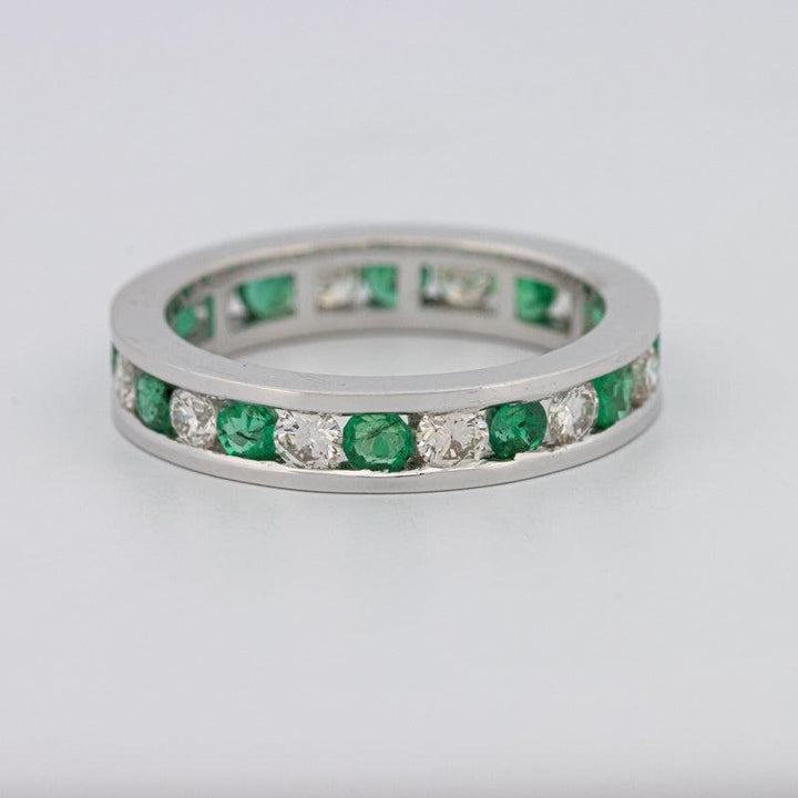 Green Emerald/Diamond Eternity Band - ZIZOV DIAMONDS