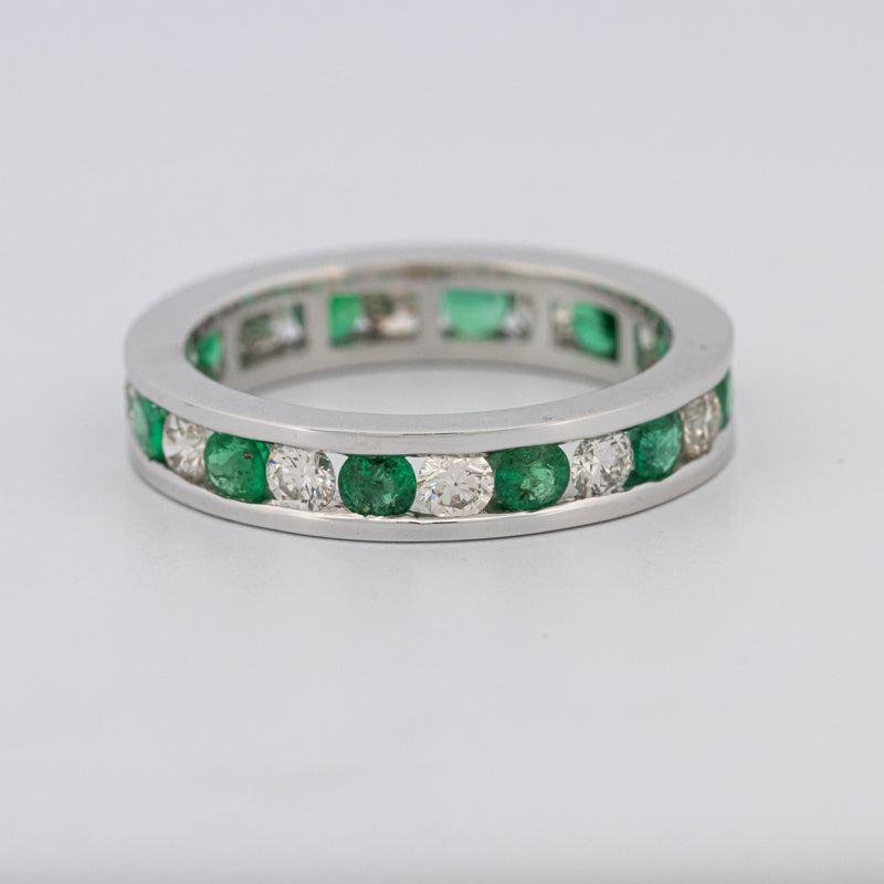 Green Emerald/Diamond Eternity Band - ZIZOV DIAMONDS