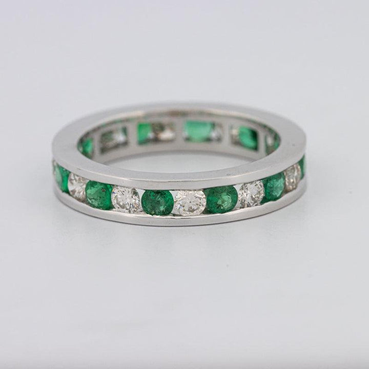 Green Emerald/Diamond Eternity Band - ZIZOV DIAMONDS
