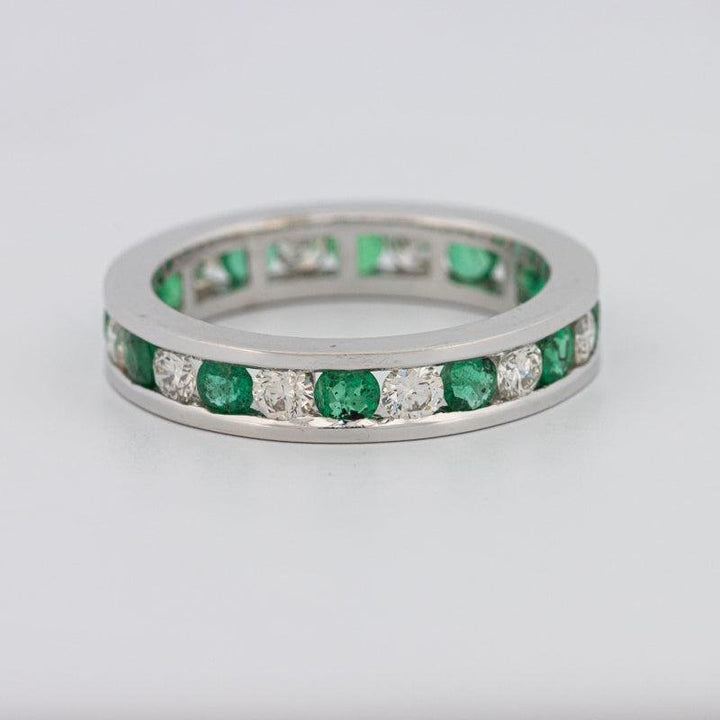 Green Emerald/Diamond Eternity Band - ZIZOV DIAMONDS
