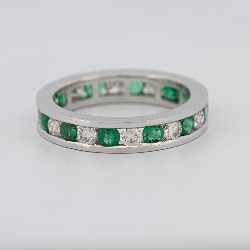 Green Emerald/Diamond Eternity Band - ZIZOV DIAMONDS