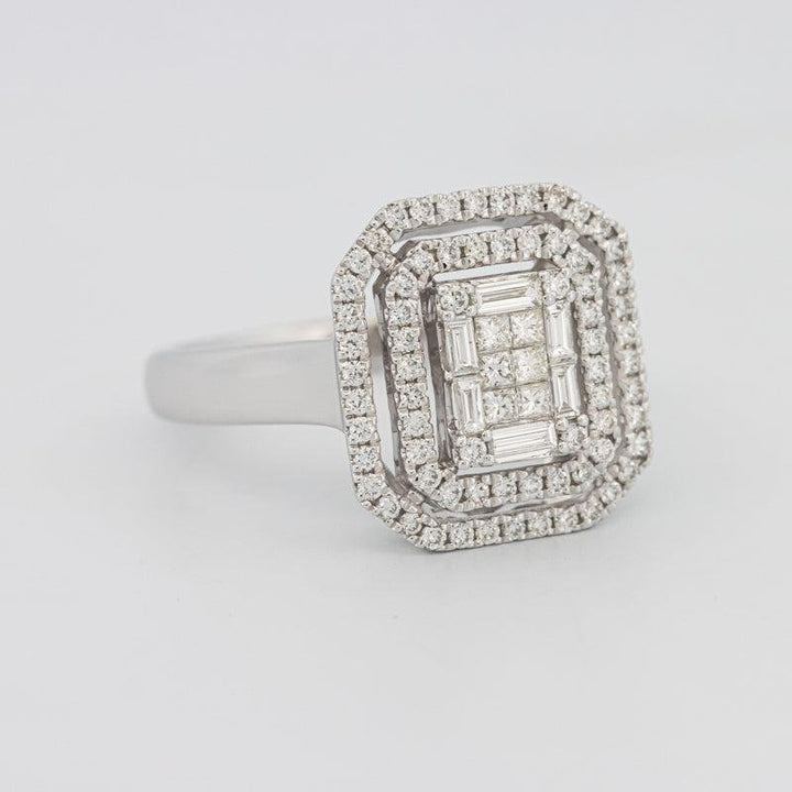 Invisible Double Halo Emerald ring - ZIZOV DIAMONDS