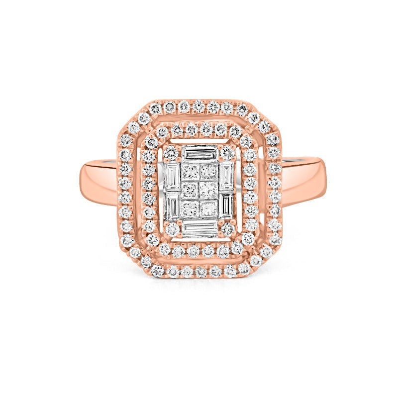 Invisible Double Halo Emerald ring - ZIZOV DIAMONDS