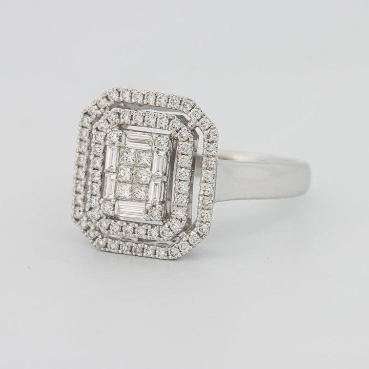 Invisible Double Halo Emerald ring - ZIZOV DIAMONDS