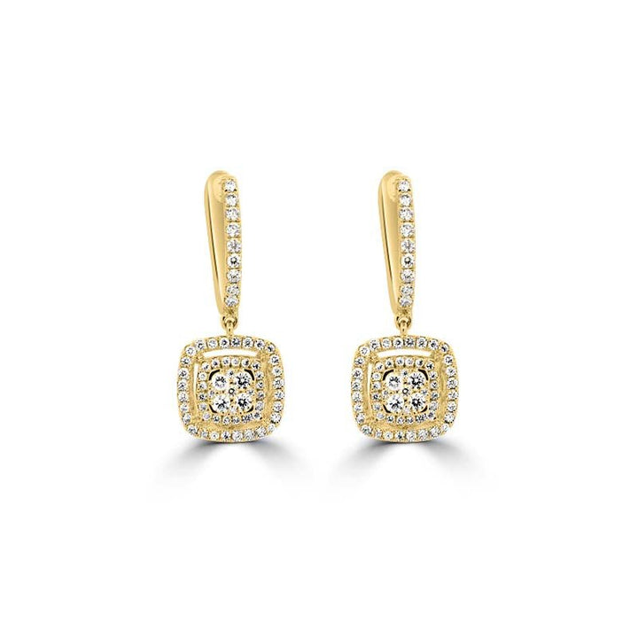 Invisible Double Halo Square Dangling Earring - ZIZOV DIAMONDS