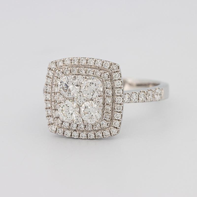 Invisible double halo square ring - ZIZOV DIAMONDS