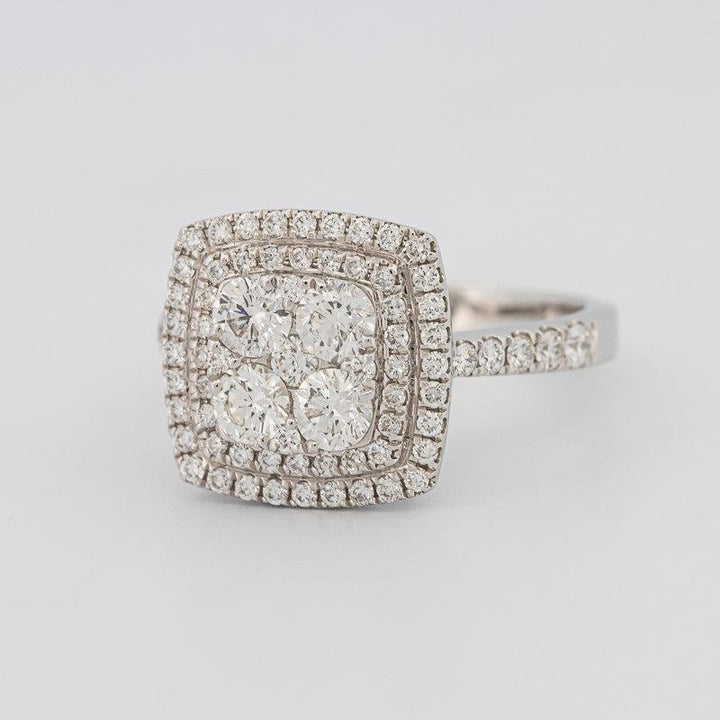 Invisible double halo square ring - ZIZOV DIAMONDS