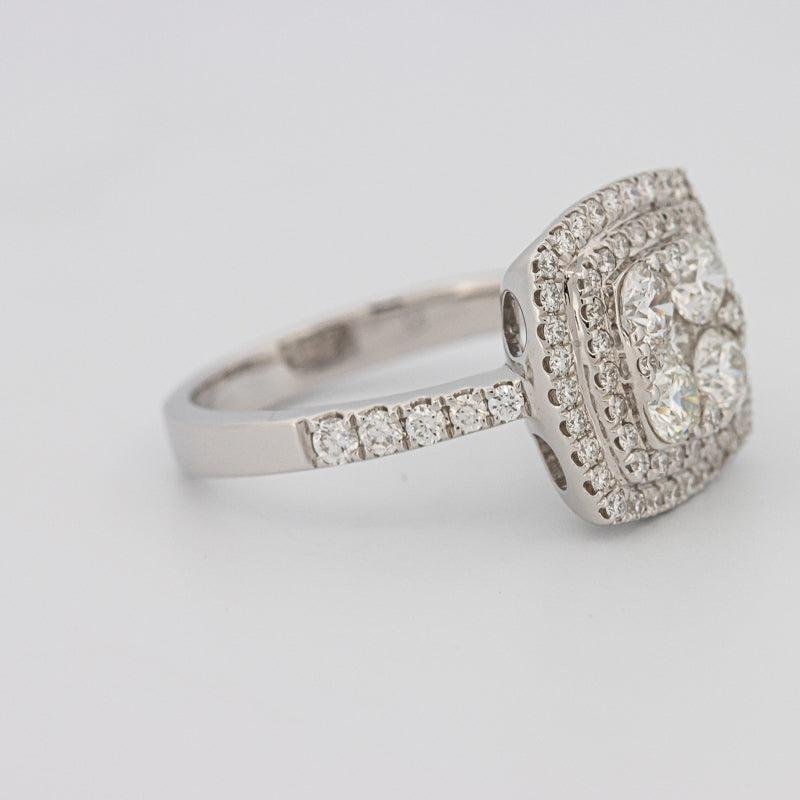 Invisible double halo square ring - ZIZOV DIAMONDS