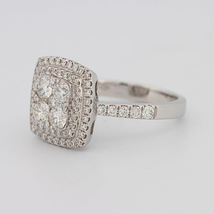 Invisible double halo square ring - ZIZOV DIAMONDS