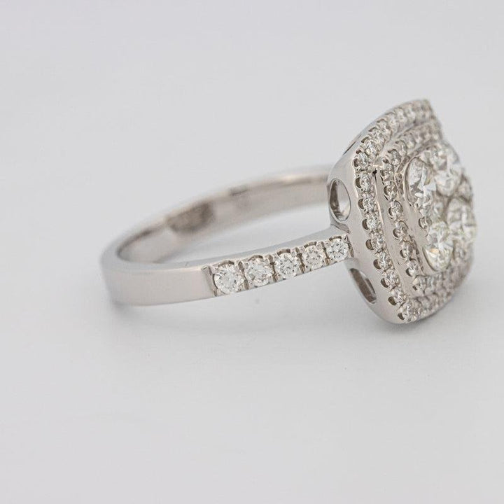 Invisible double halo square ring - ZIZOV DIAMONDS