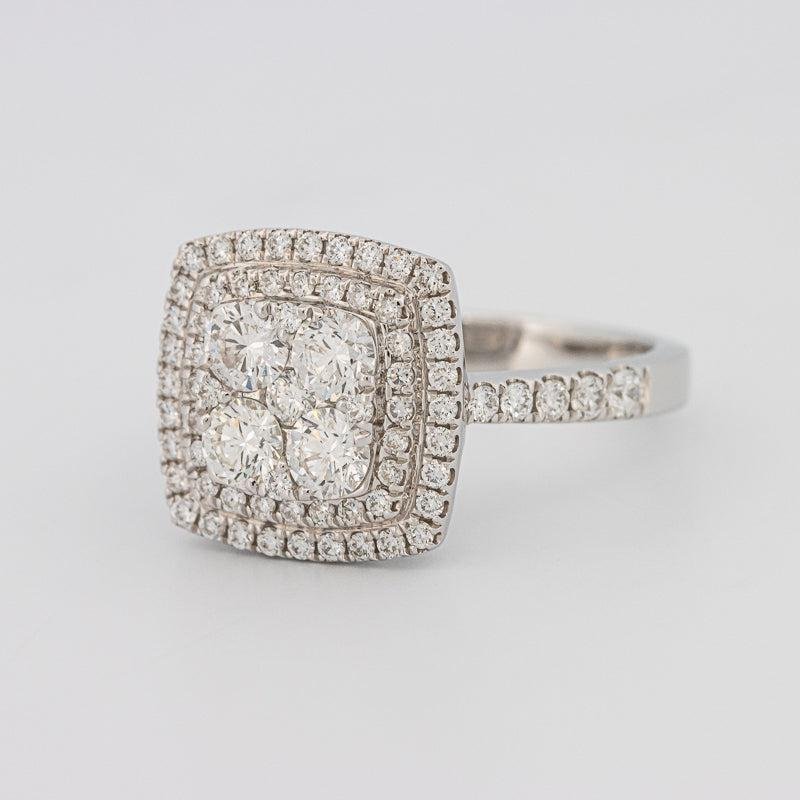 Invisible double halo square ring - ZIZOV DIAMONDS