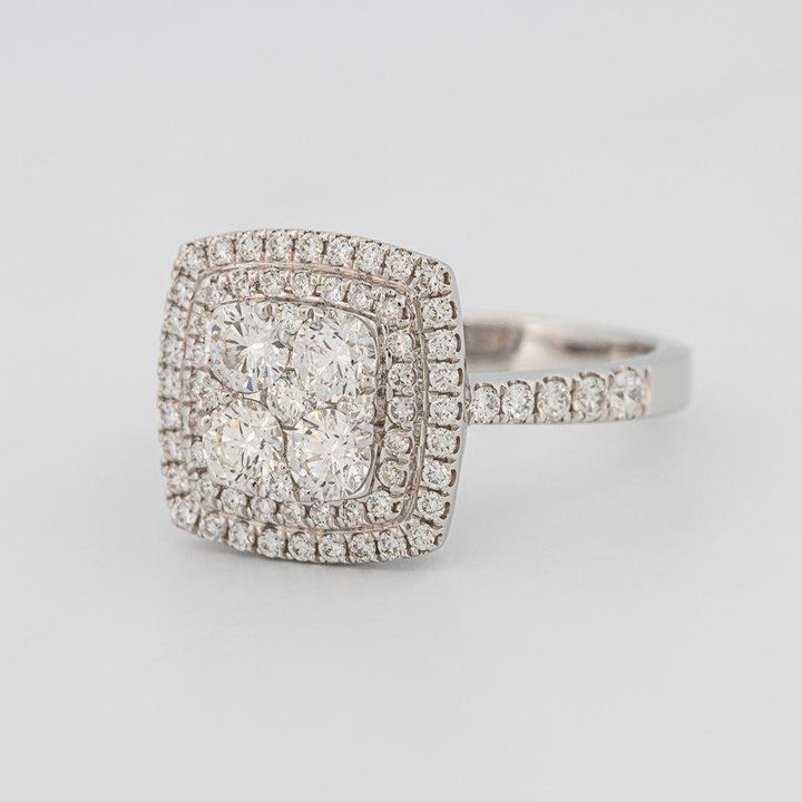 Invisible double halo square ring - ZIZOV DIAMONDS