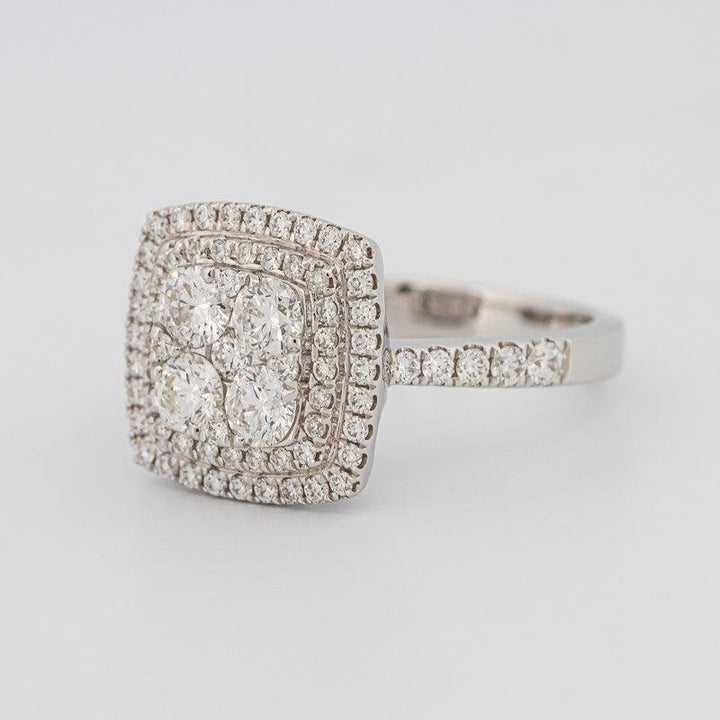 Invisible double halo square ring - ZIZOV DIAMONDS