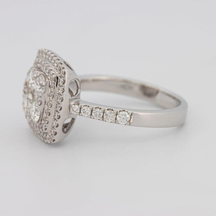 Invisible double halo square ring - ZIZOV DIAMONDS