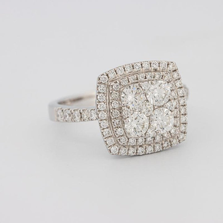 Invisible double halo square ring - ZIZOV DIAMONDS