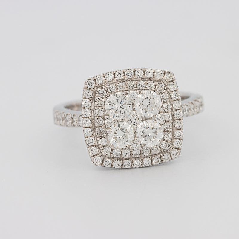 Invisible double halo square ring - ZIZOV DIAMONDS