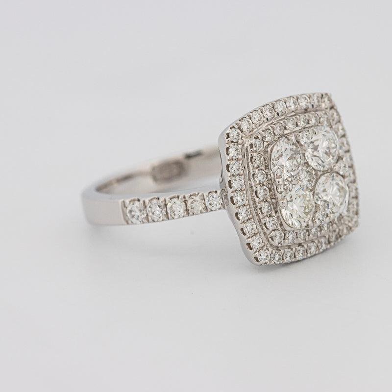 Invisible double halo square ring - ZIZOV DIAMONDS
