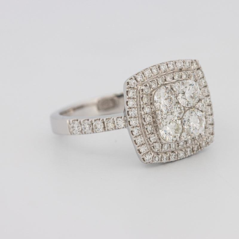Invisible double halo square ring - ZIZOV DIAMONDS