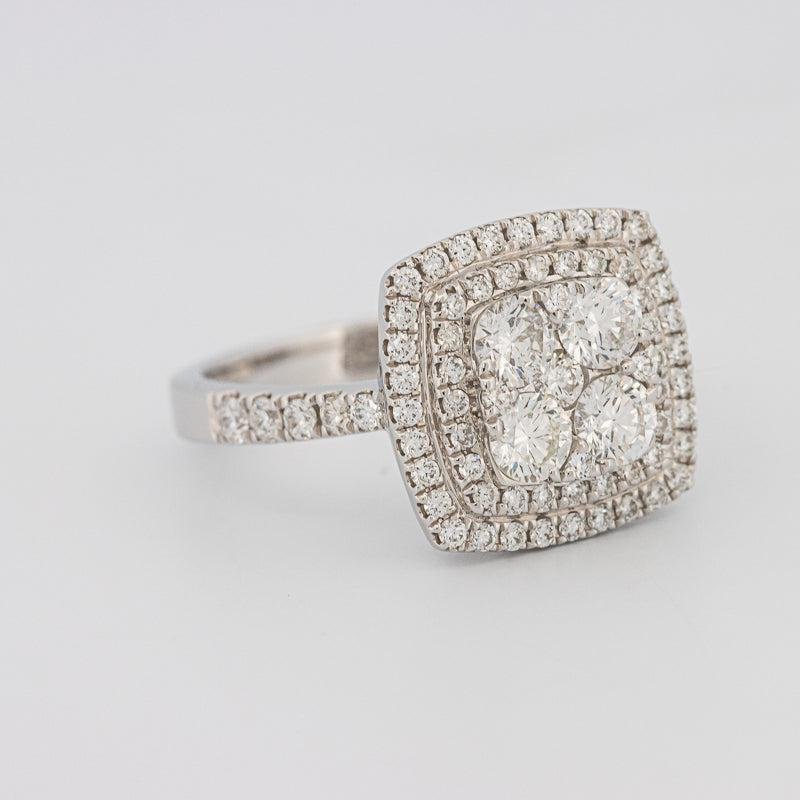 Invisible double halo square ring - ZIZOV DIAMONDS