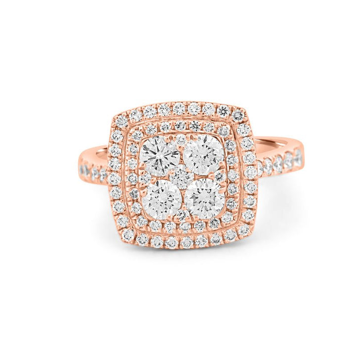 Invisible double halo square ring - ZIZOV DIAMONDS
