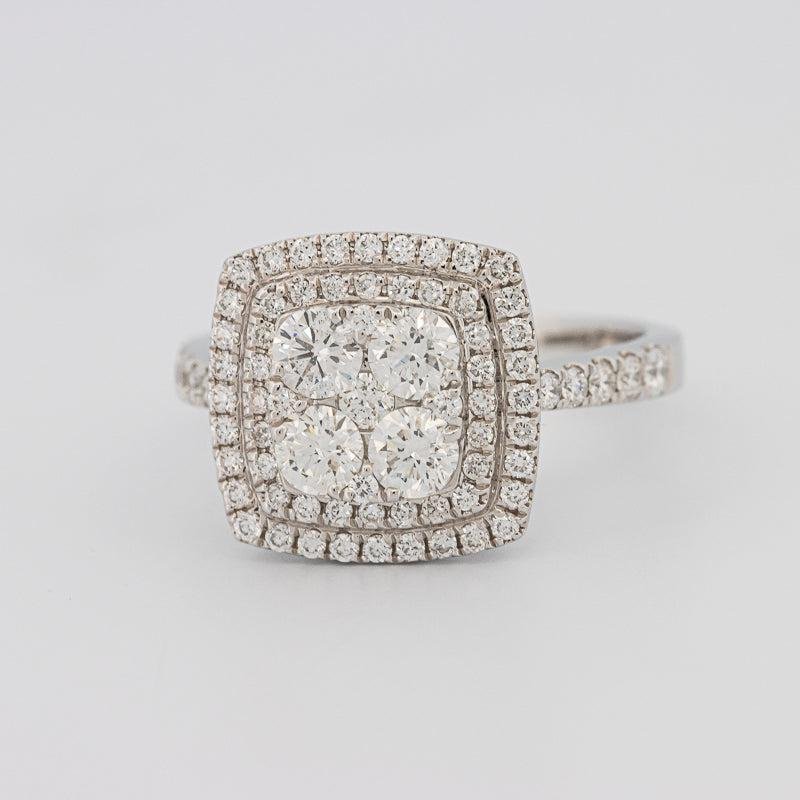 Invisible double halo square ring - ZIZOV DIAMONDS