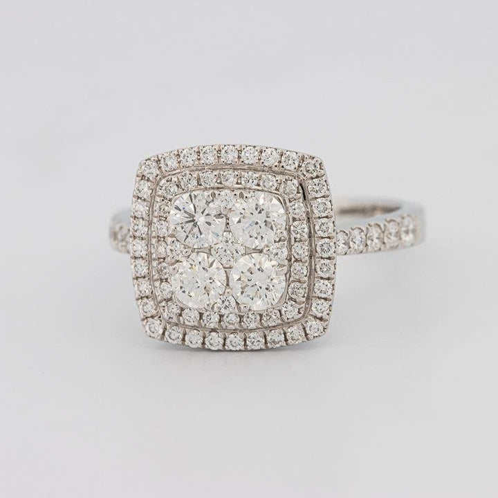 Invisible double halo square ring - ZIZOV DIAMONDS