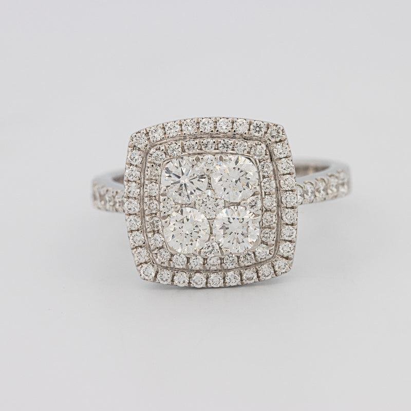 Invisible double halo square ring - ZIZOV DIAMONDS
