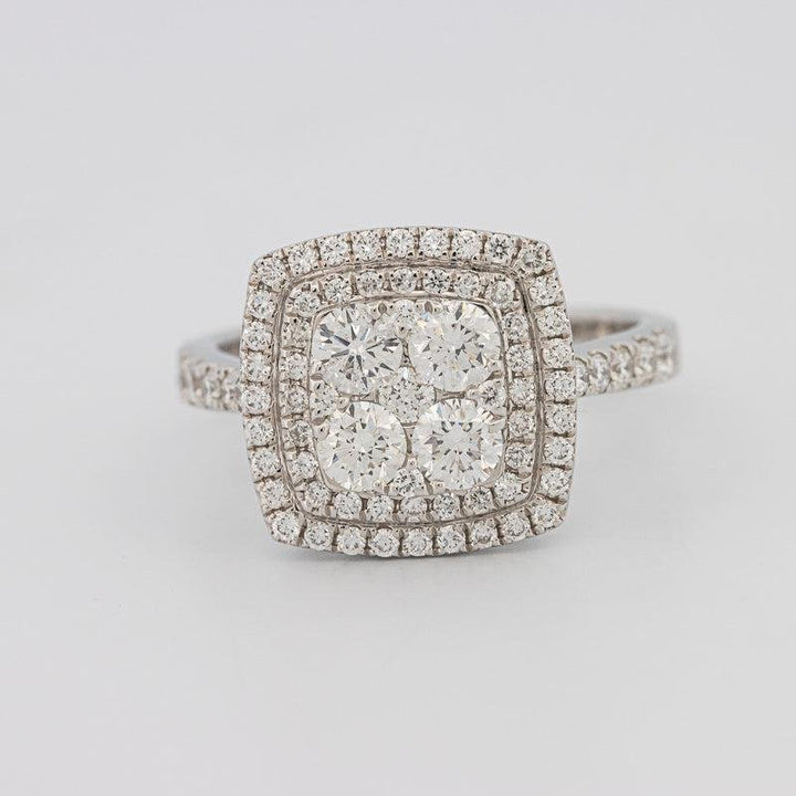 Invisible double halo square ring - ZIZOV DIAMONDS
