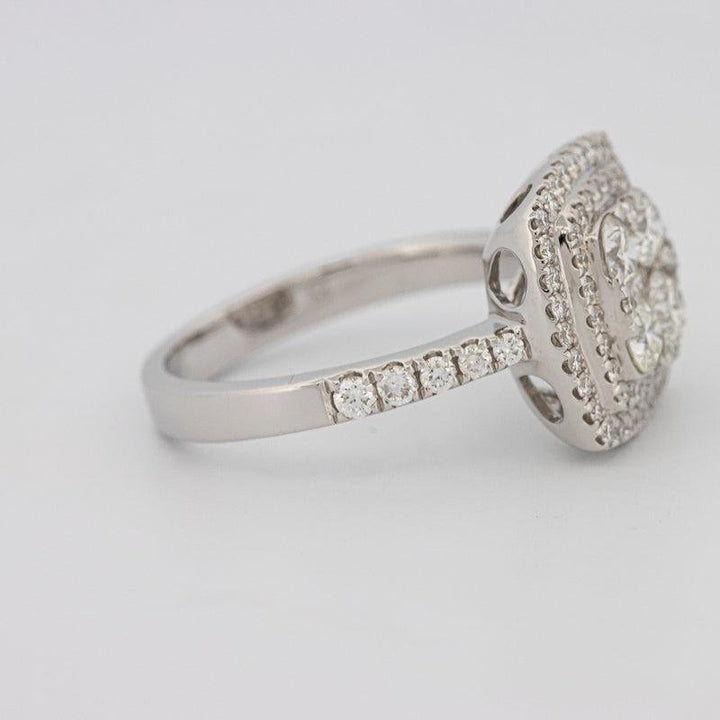 Invisible double halo square ring - ZIZOV DIAMONDS