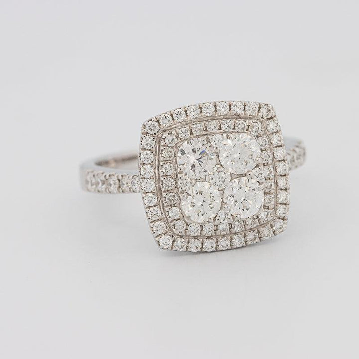 Invisible double halo square ring - ZIZOV DIAMONDS