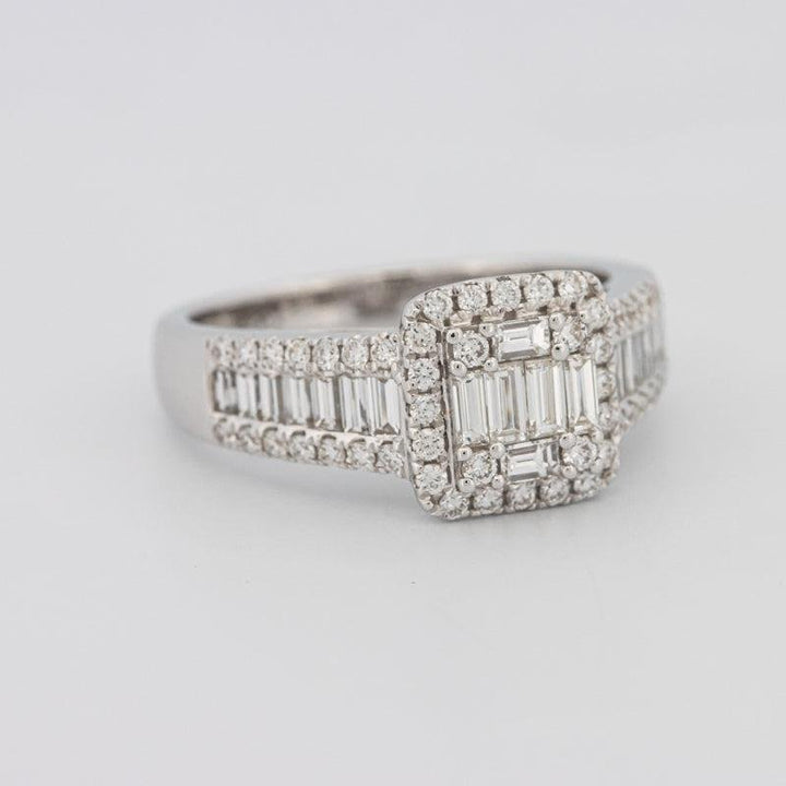 Invisible Halo Square Ring with Baguettes on the sides - ZIZOV DIAMONDS