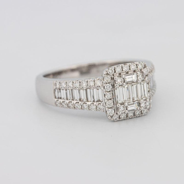 Invisible Halo Square Ring with Baguettes on the sides - ZIZOV DIAMONDS