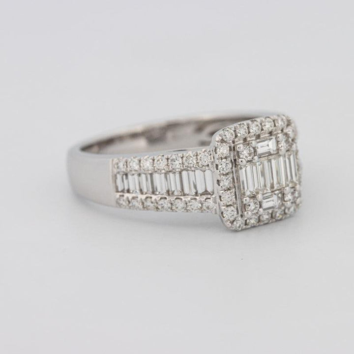 Invisible Halo Square Ring with Baguettes on the sides - ZIZOV DIAMONDS