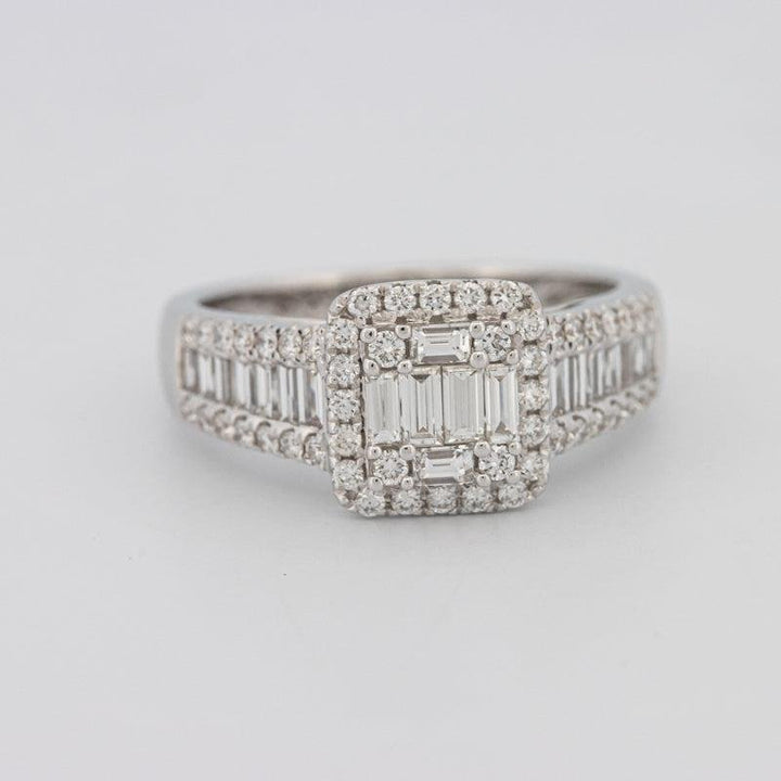 Invisible Halo Square Ring with Baguettes on the sides - ZIZOV DIAMONDS