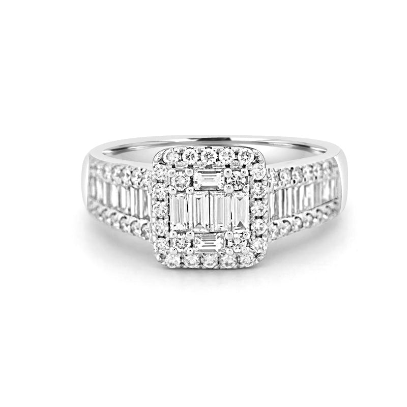 Invisible Halo Square Ring with Baguettes on the sides - ZIZOV DIAMONDS