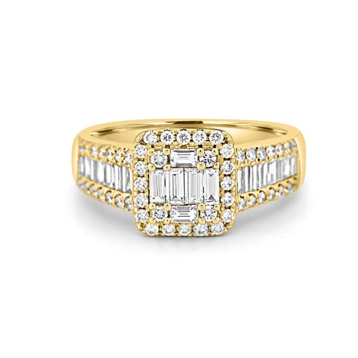 Invisible Halo Square Ring with Baguettes on the sides - ZIZOV DIAMONDS