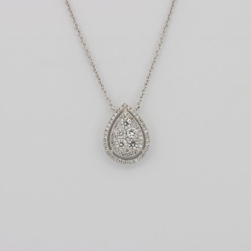 Invisible Pear - shape Diamond Double Halo Pendant (medium) - ZIZOV DIAMONDS