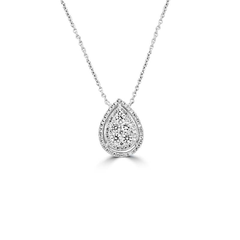 Invisible Pear - shape Diamond Double Halo Pendant (medium) - ZIZOV DIAMONDS