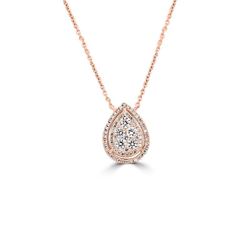 Invisible Pear - shape Diamond Double Halo Pendant (medium) - ZIZOV DIAMONDS